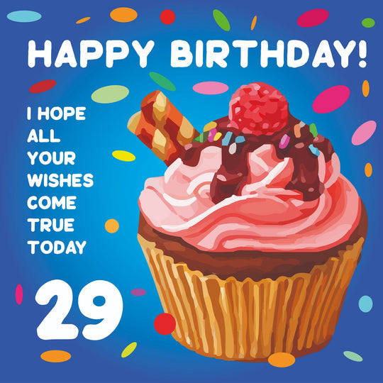 Happy 29th Birthday Cupcake Card