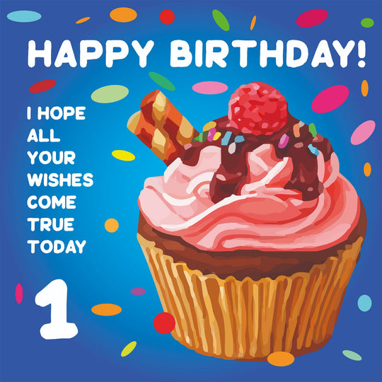 Happy 1st Birthday Cupcake Card