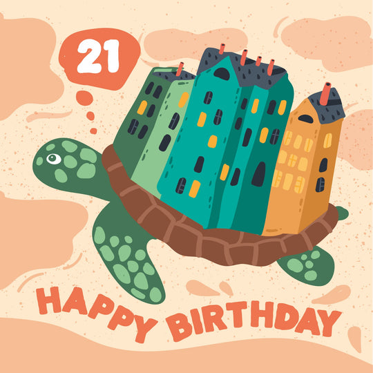 Happy 21st Birthday Turtle Card