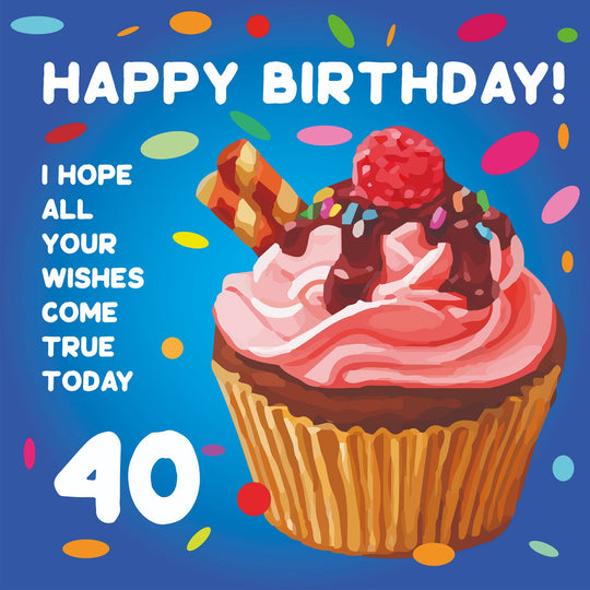 Happy 40th Birthday Cupcake Card