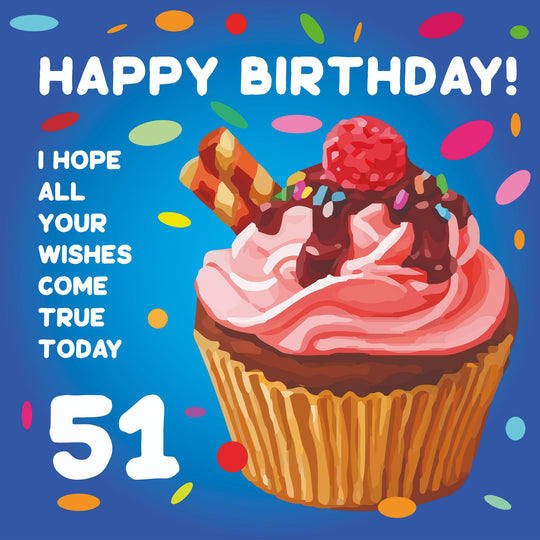Happy 51st Birthday Cupcake Card