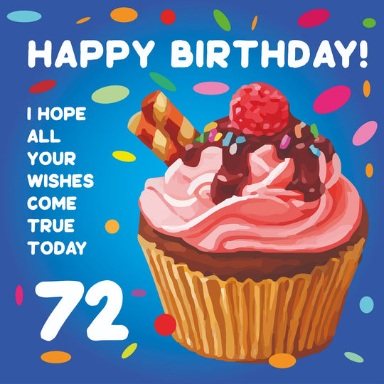 Happy 72nd Birthday Cupcake Card