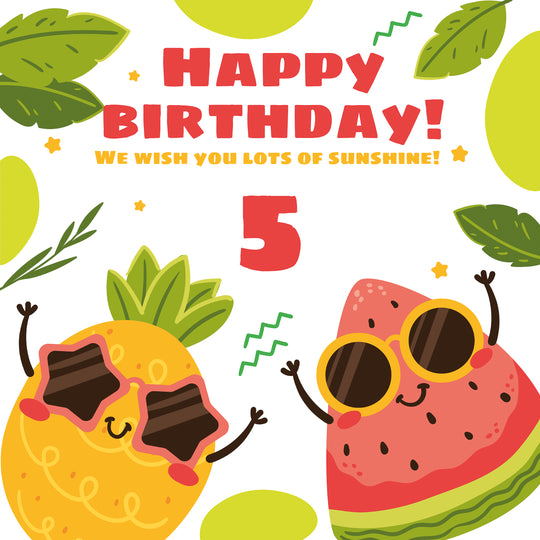 Shining Pineapple And Watermelon Happy 5th Birthday