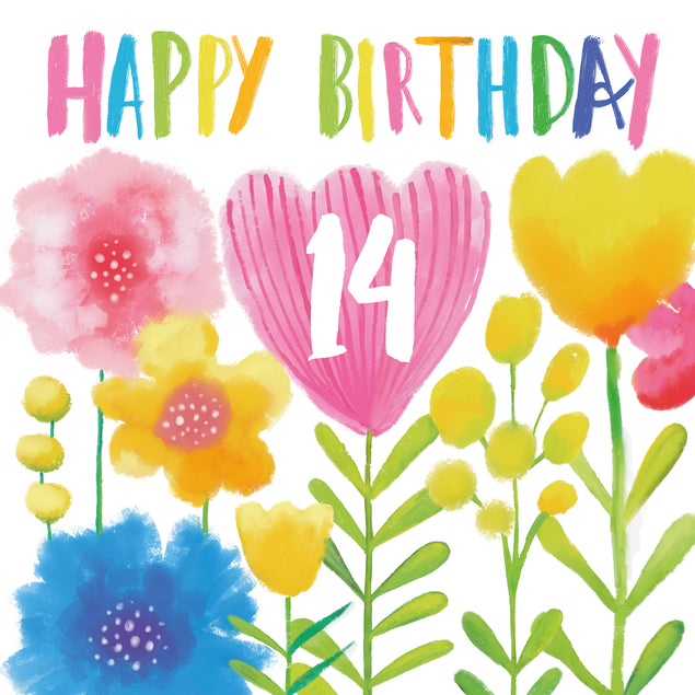 Maak een naam tweedehands ding Fijne bloemen Gefeliciteerd met je 14e verjaardag | Boomf