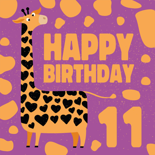 Happy 11th Birthday Giraffe Card