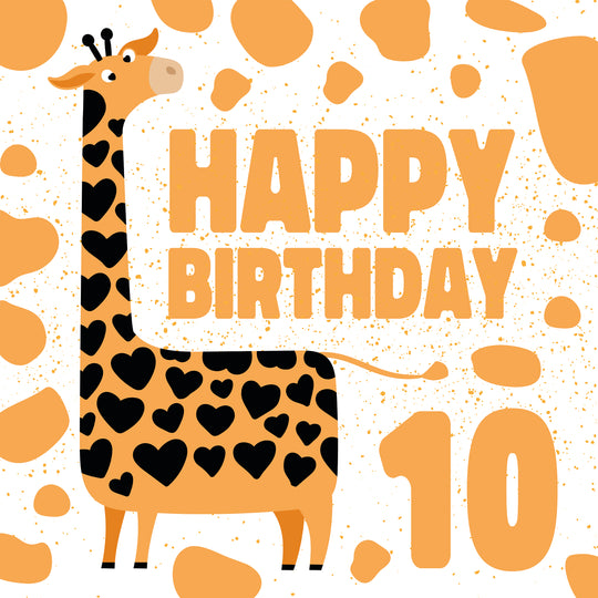Happy 10th Birthday Giraffe Card