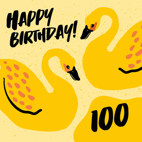 Happy 100th Birthday Swan Card