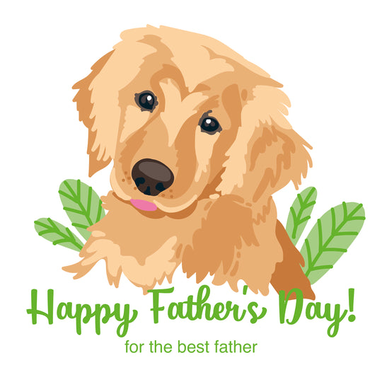 Happy Father's Day Golden Retriever And Plants
