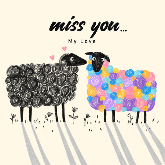 Miss You My Love Colourful Ewe