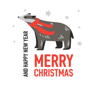 Merry Christmas And Happy New Year Cute Badger In A Scarf Season_Christmas Seo_Badger
