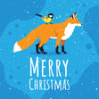 Merry Christmas Cute Fox And Great Tit Card Season_Christmas Seo_Fox