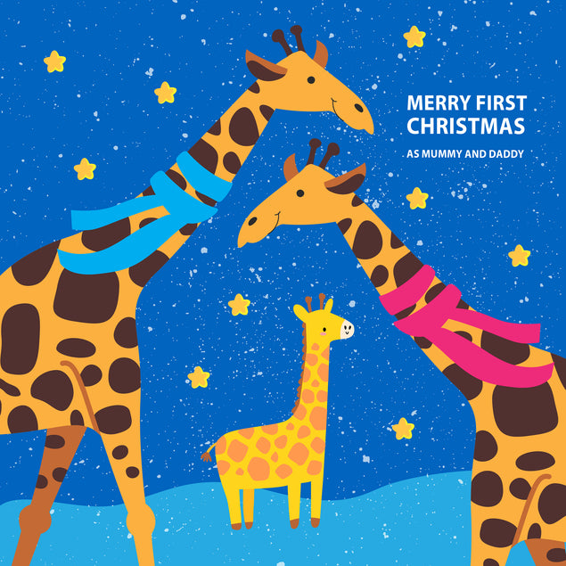 Cute Giraffes Merry 1st Christmas As Parents Card Season_Christmas Recipient_For Parents Seo_First