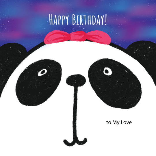 Purple Blue Background Panda Happy Birthday My Love