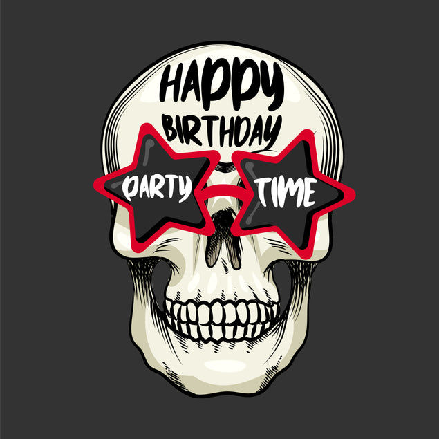 Happy Birthday Skull Wearing Glasses