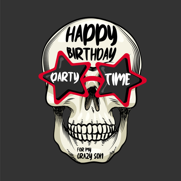 Happy Birthday Son Skull Wearing Glasses