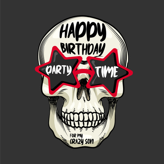 Happy Birthday Son Skull Wearing Glasses