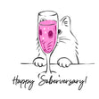 Cute White Cat Happy Soberversary