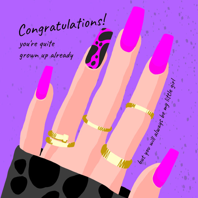 Purple Background Stylish Manicure Happy Birthday