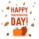 Happy Thanksgiving Pumpkins And Falling Leaves