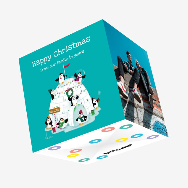 Penguin Family Christmas Confetti-exploding Greetings Card