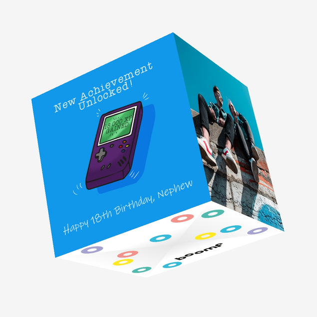 Happy 18th Birthday Nephew Vintage Game Boy Confetti-exploding Greetings Card