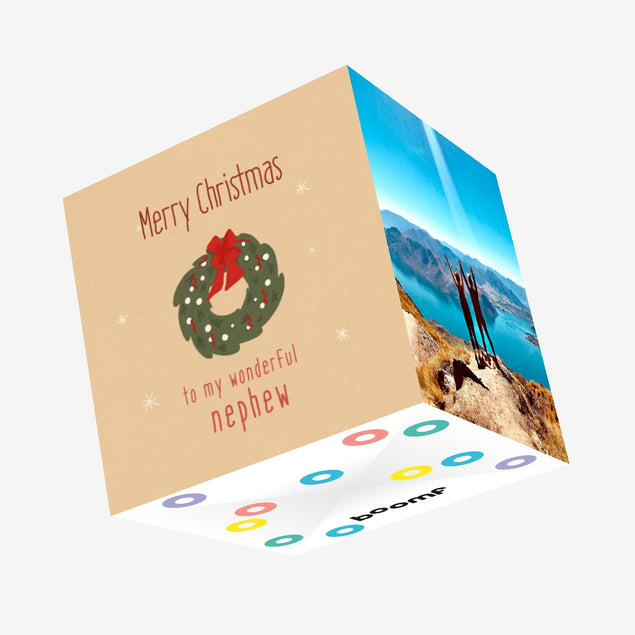 Christmas Wreath Merry Christmas For Nephew Confetti-exploding Greetings Card
