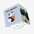 Merry Christmas Cute Panda With Gift Confetti-exploding Greetings Card