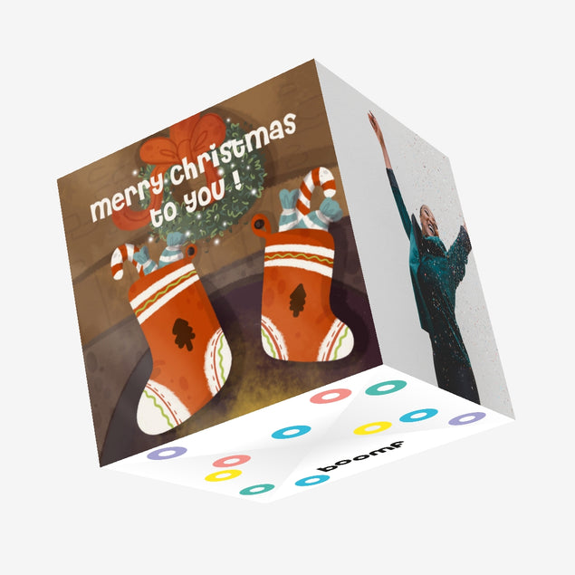 Christmas Socks Merry Christmas To You Confetti-exploding Greetings Card