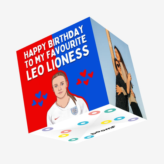 Happy Birthday To Leo Lioness Confetti-exploding Greetings Card