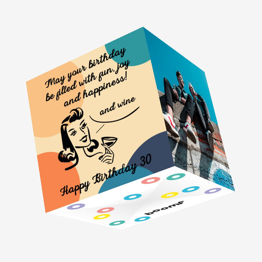 B-Day Filled With Wine Happy 30th Birthday Confetti-exploding Greetings Card