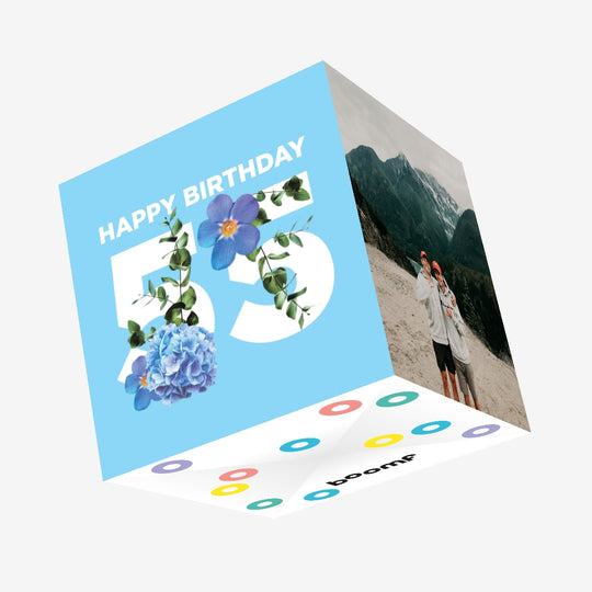 Simple Floral Happy 55th Birthday Confetti-exploding Greetings Card