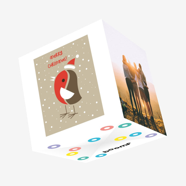 Merry Christmas Small Robin Confetti-exploding Greetings Card