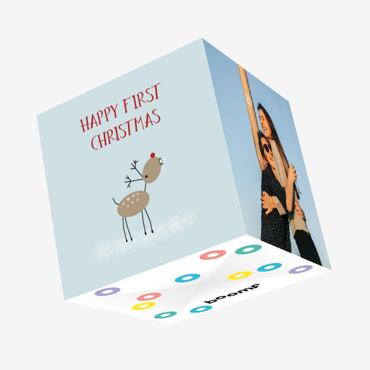 Little Reindeer Happy 1st Christmas Confetti-exploding Greetings Card