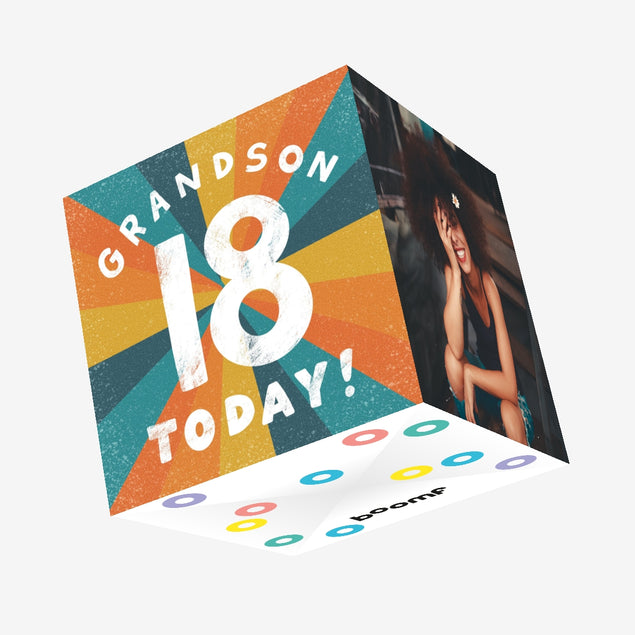 Grandson Eighteen Today 18th Birthday Confetti-exploding Greetings Card