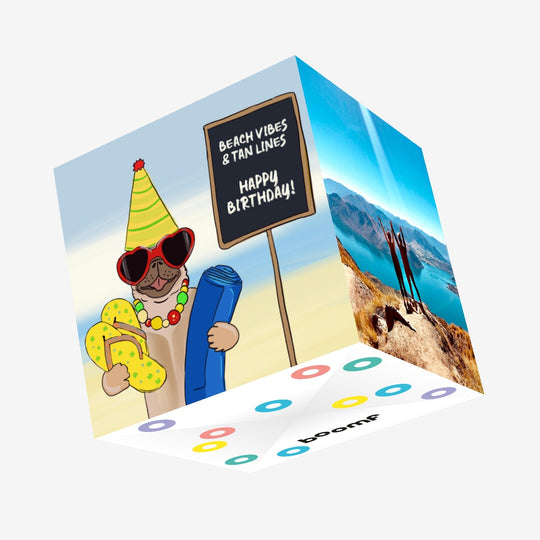 Beach Vibes Happy Birthday Confetti-exploding Greetings Card