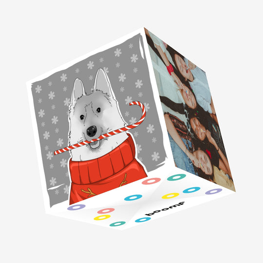 Merry Christmas German Shepherd With Candy Confetti-exploding Greetings Card