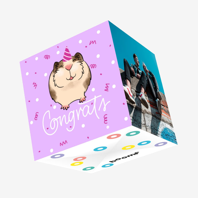 Congrats Cute Smiling Guinea Pig Confetti-exploding Greetings Card