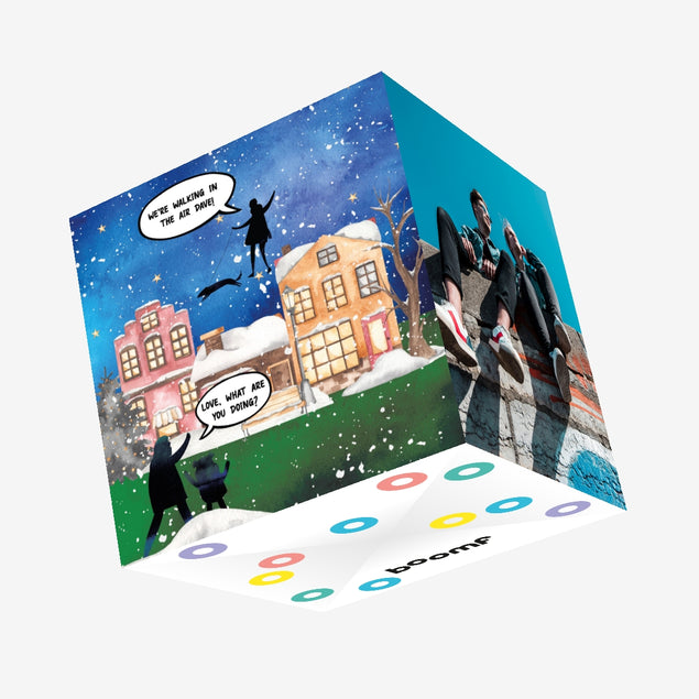 Walking The Dog In the Air Christmas Confetti-exploding Greetings Card