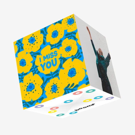 Beautiful Yellow Flowers I Miss You Confetti-exploding Greetings Card