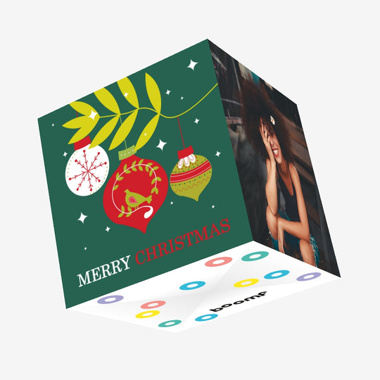 Merry Christmas Scandinavian Baubles Confetti-exploding Greetings Card
