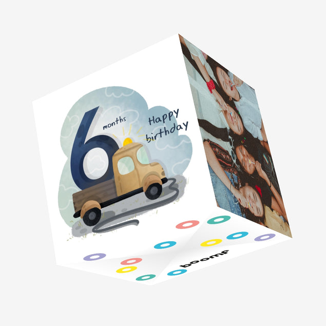 Blue Background Car Happy Birthday Confetti-exploding Greetings Card
