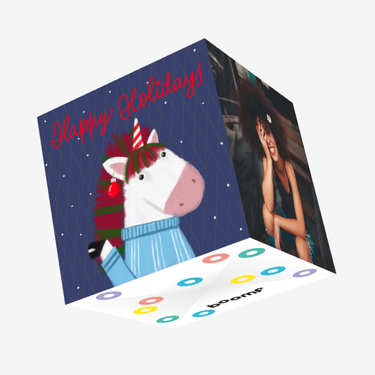 Happy Holidays Cute Christmas Unicorn Confetti-exploding Greetings Card