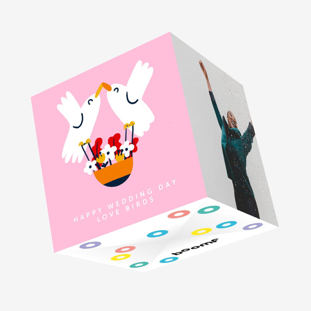 Love Birds Wedding Congratulations Confetti-exploding Greetings Card