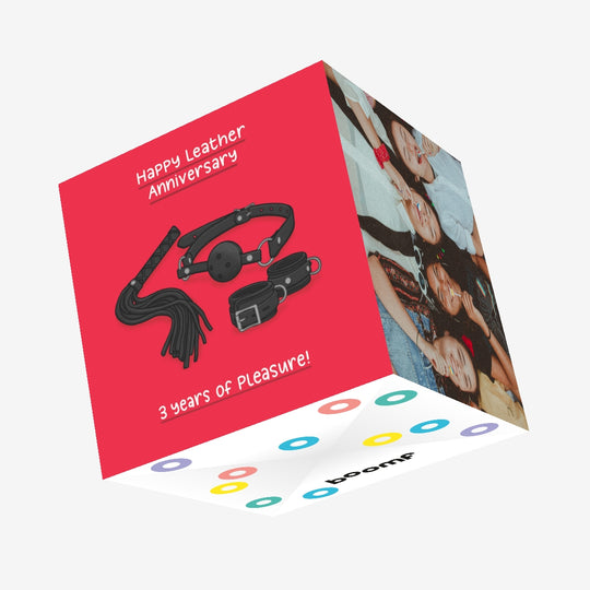 Naughty Leather Anniversary Confetti-exploding Greetings Card