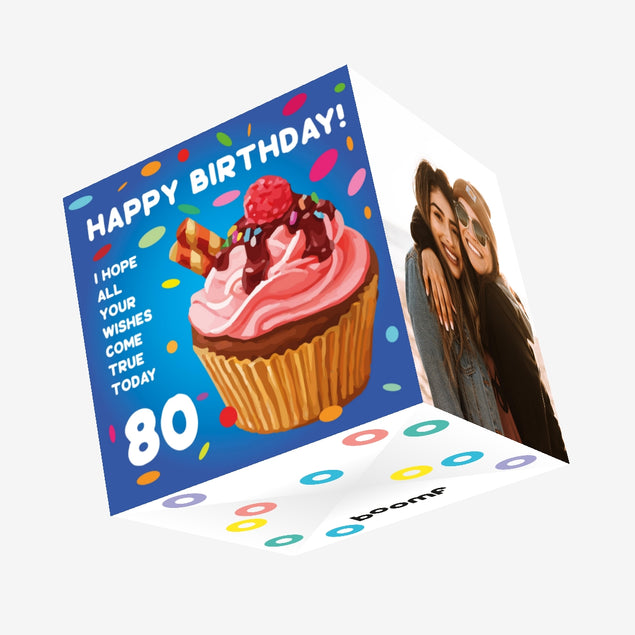 Sweet Cupcake Happy 80th Birthday Confetti-exploding Greetings Card