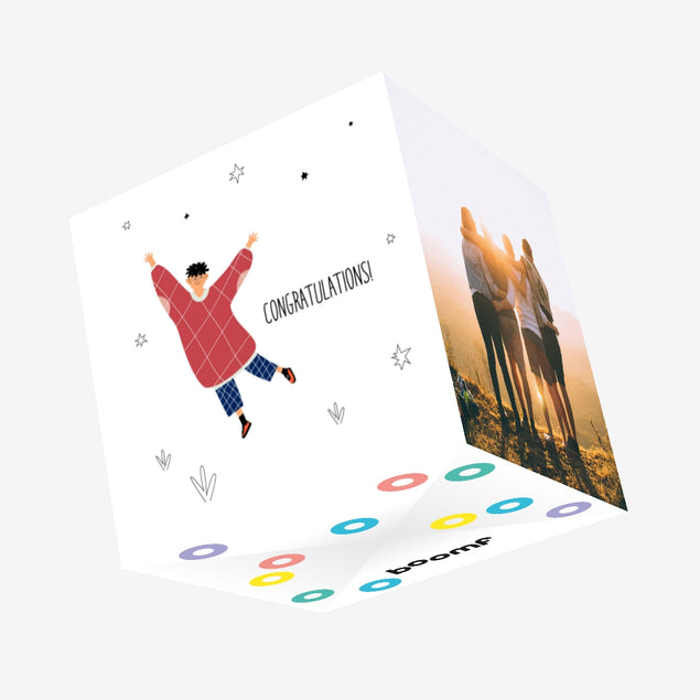 Cheerful Teenager Congratulations Confetti-exploding Greetings Card