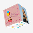 Happy Birthday Spanish Feliz Cumpleanos A Cake And Balloons Confetti-exploding Greetings Card