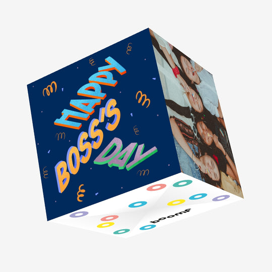 Happy Boss's Day Simple Swirls Confetti-exploding Greetings Card
