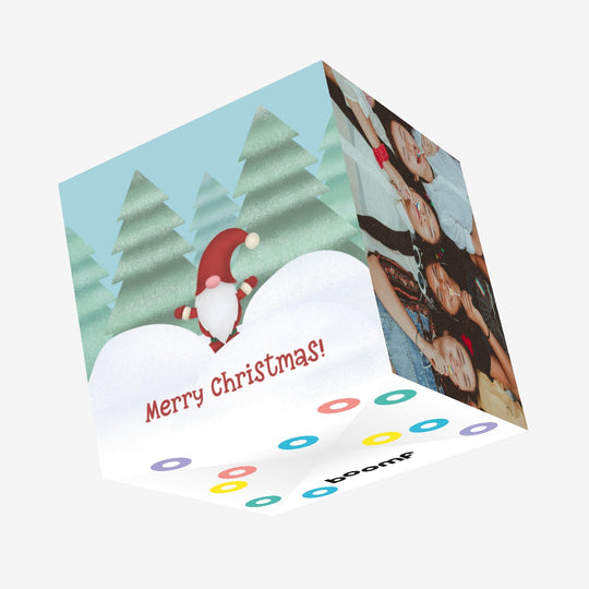 Merry Christmas Gnome In Snow Confetti-exploding Greetings Card