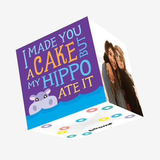 Funny Hippo Happy Birthday Confetti-exploding Greetings Card